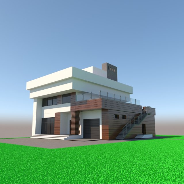 Modern House 3D Модель .c4d .max .obj .3ds .fbx .stl .blend 