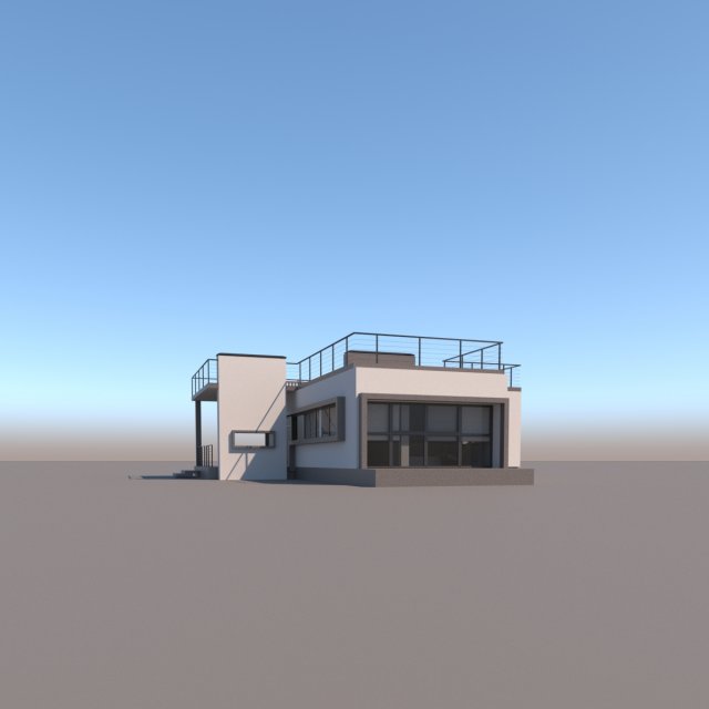 Modern flat roof house 3D Модель .c4d .max .obj .3ds .fbx .stl .blend 