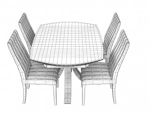 Loft Dining Table Set 3D Model