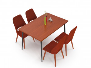 Cafe Dining table Chair set Modelo 3D