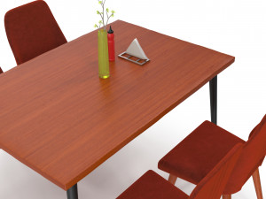 Cafe Dining table Chair set Model 3D