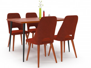 Cafe Dining table Chair set Model 3D