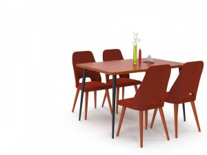 Cafe Dining table Chair set Model 3D