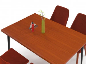 Cafe Dining table Chair set 3D Model