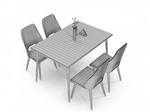 Cafe Dining table Chair set Model 3D