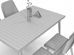 Cafe Dining table Chair set Model 3D