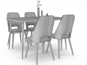 Cafe Dining table Chair set Model 3D