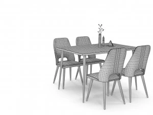 Cafe Dining table Chair set 3D Model