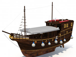 Old Style Touristic Ship Model 3D