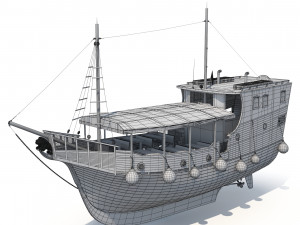 Old Style Touristic Ship Model 3D