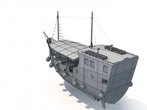 Old Style Touristic Ship 3D Model