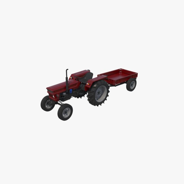 Farm Tractor 3D Model .c4d .max .obj .3ds .fbx .stl .blend 
