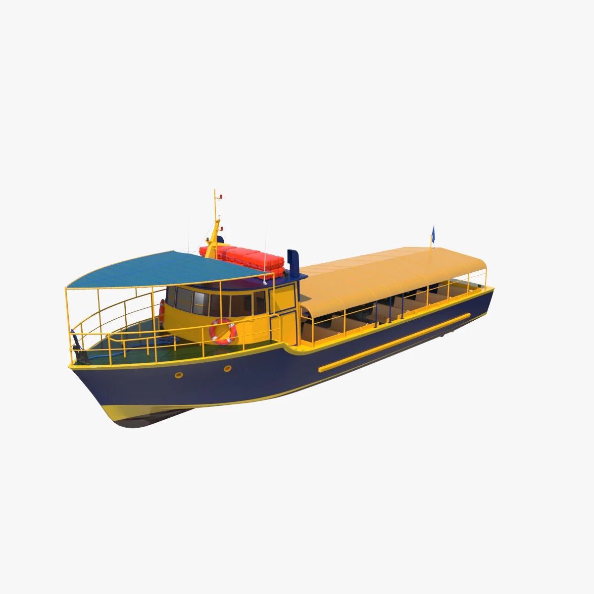 Touristic Boat 3D Model .c4d .max .obj .3ds .fbx .stl .blend 