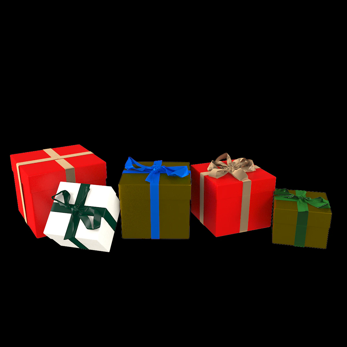 크리스마스 선물 상자 3D 모델 .c4d .max .obj .3ds .fbx .stl .blend 