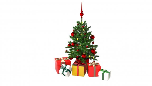 Christmas Tree Set 3D Model .c4d .max .obj .3ds .fbx .stl .blend 