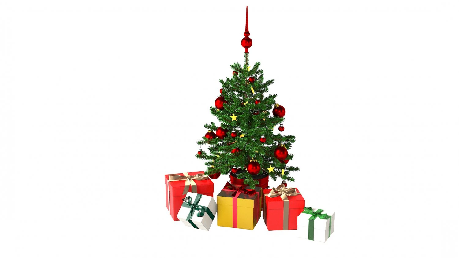 Christmas Tree Set 3D Model .c4d .max .obj .3ds .fbx .stl .blend 