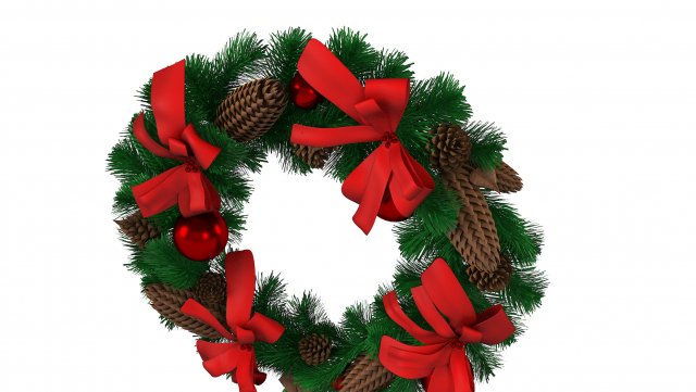 Christmas Wreath 3D Модель .c4d .max .obj .3ds .fbx .stl .blend 