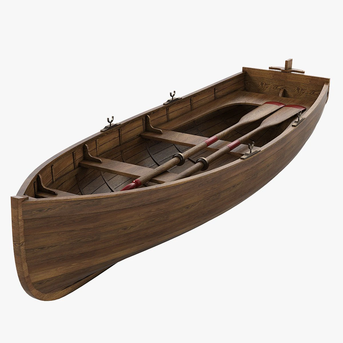 Wooden Boat 3D Model .c4d .max .obj .3ds .fbx .stl .blend 