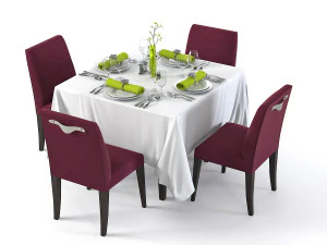 Banchetto al tavolo quadrato del ristorante Modello 3D