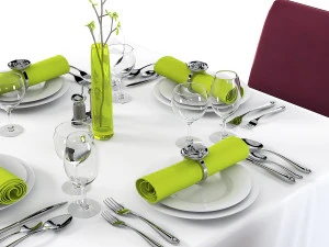 Square Restaurant Table Banquet 3D Model