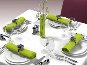 Square Restaurant Table Banquet 3D Model