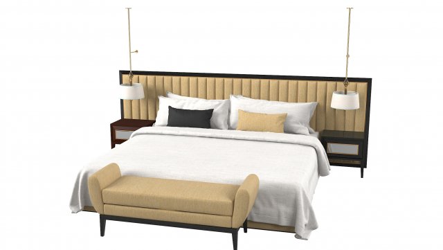 Modern Bedroom Set 3D Model .c4d .max .obj .3ds .fbx .stl .blend 