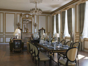 고전적인 스타일의 식당-거실 3D 모델