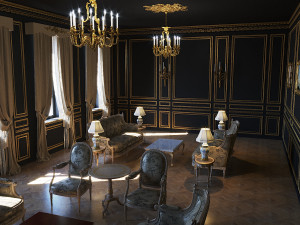 Baroque Black Interior Living Room 3D 모델
