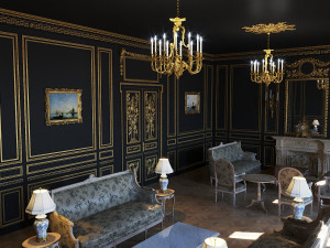 Baroque Black Interior Living Room 3D 모델