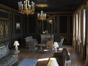 Baroque Black Interior Living Room 3D 모델