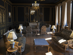 Baroque Black Interior Living Room 3D 모델
