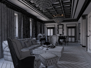 Classical Style White Interior Model 3D