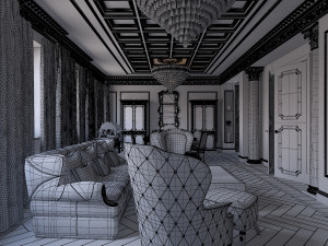 Classical Style White Interior Model 3D