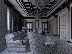 Classical Style White Interior 3D Model