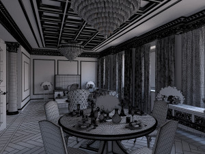 Classical Style White Interior Model 3D