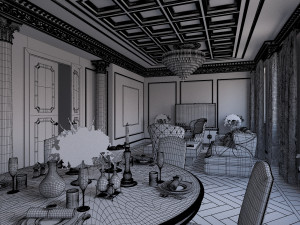 Classical Style White Interior Model 3D