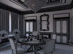 Classical Style White Interior Model 3D