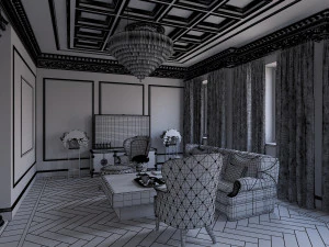 Classical Style White Interior 3D Model