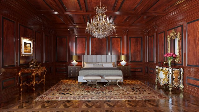 Art Deco Bedroom 3D Model .c4d .max .obj .3ds .fbx .stl .blend 