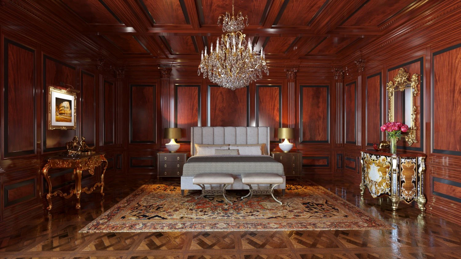 Art Deco Bedroom 3D Model .c4d .max .obj .3ds .fbx .stl .blend