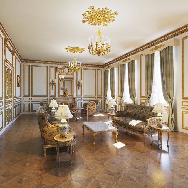 Neoclassic Interior Model 3D .c4d .max .obj .3ds .fbx .stl .blend 