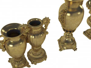 Golden VaseSet 3D Model