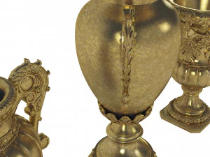 Golden VaseSet 3D Model