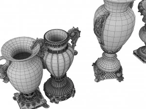 Golden VaseSet 3D Model