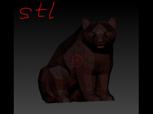 Low poly Bear Sculpture and high poly stl for 3d print 3D Model