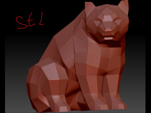 Low poly Bear Sculpture and high poly stl for 3d print 3D Model
