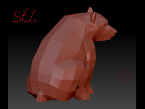 Low poly Bear Sculpture and high poly stl for 3d print 3D Model