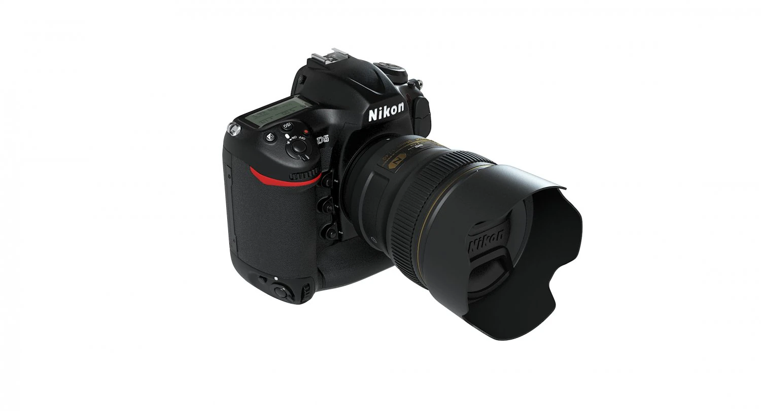 Nikon D5 Digital SLR Camera 3D Model .c4d .max .obj .3ds .fbx .stl .blend