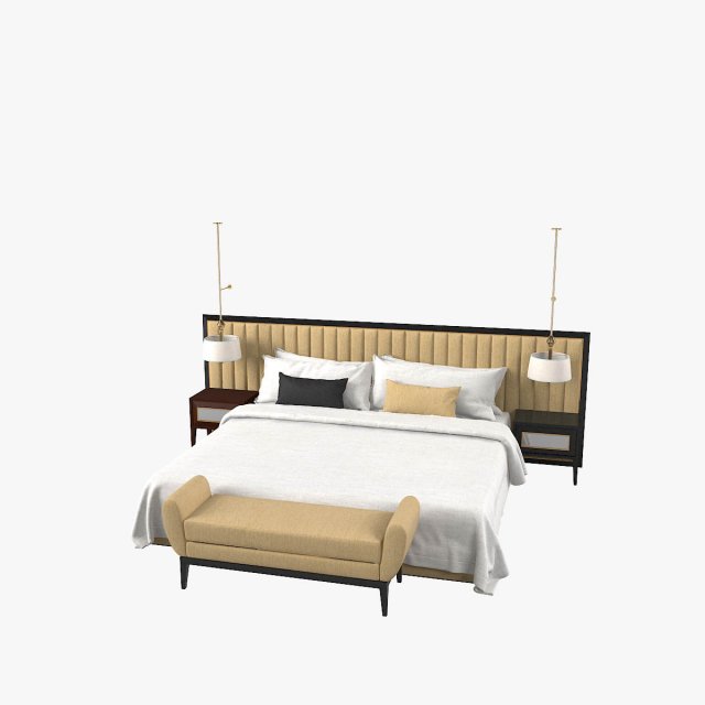 Modern Bedroom Set Model 3D .c4d .max .obj .3ds .fbx .stl .blend 