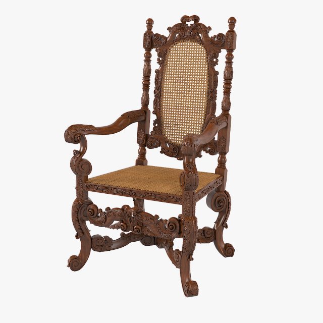 Gothic Armchair English 1680 3D Model .c4d .max .obj .3ds .fbx .stl .blend 